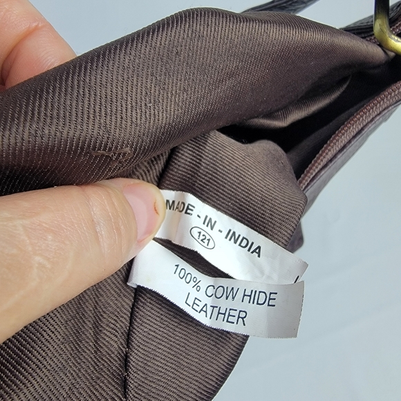 Great American Leather Crossbody Bag Brown Croco Style Leather Multi-Compartment - Picture 7 of 11